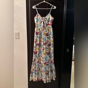 Michelle Forero Colorful Butterfly Print Maxi Dress